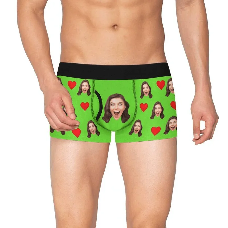 #Best Seller Newest Custom Face Mens Pocket Boxer Briefs Love Heart Black Personalized Men's Boxer Underwear For Valentine's Day Gift